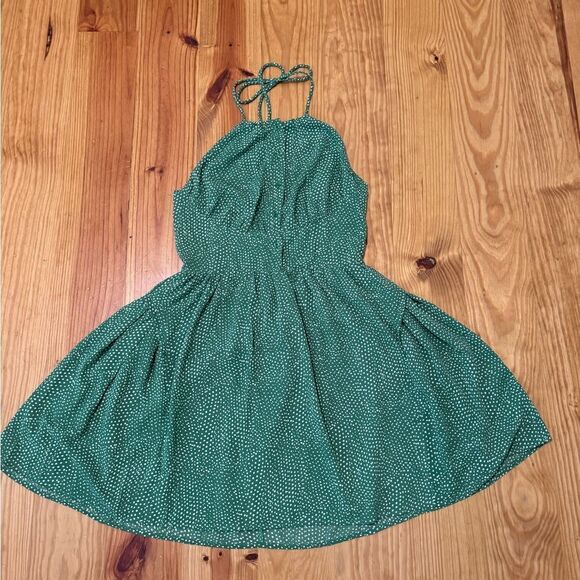 NWT THE SHIRT Rochelle Behrens The Ashby Dress Green Dotty Women’s Size SMALL - Picture 6 of 16